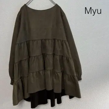 Myu 플레어 티어드 튜닉 카키