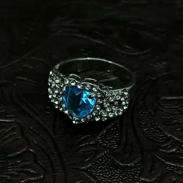 빈티지 실버 지르코니아 블루 파랑 하트 반지 23호