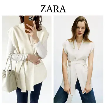 ZARA 아이보리 베스트 허리 리본 포함