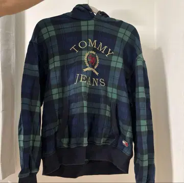 TOMMY JEANS 체크 무늬 후드티 S 사이즈