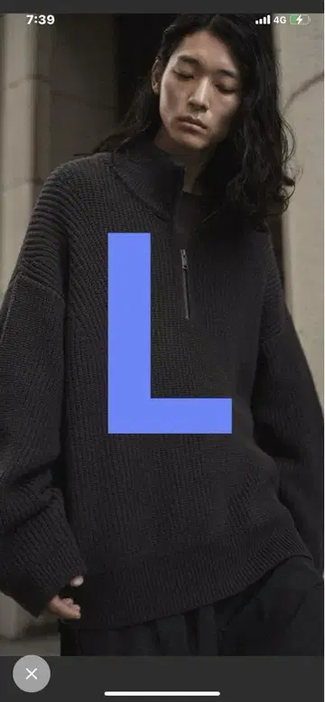WYM 하프 집 아제 니트 차콜 L