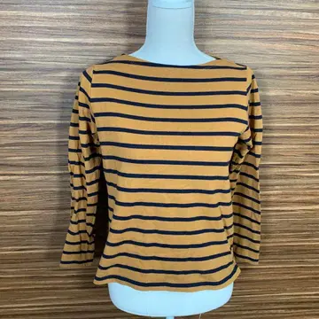 유니클로 UNIQLO T셔츠 M사이즈 보더 긴팔 브라운 브라운