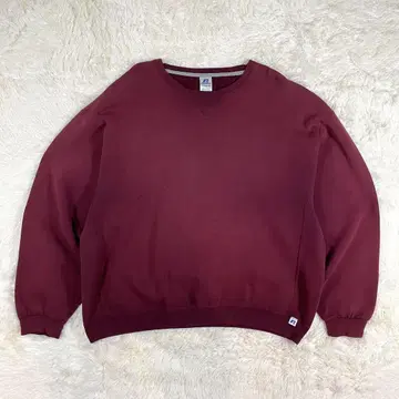 러셀 앞 V 블랭크 맨투맨 무지 와인 레드 XXL 노옴코어