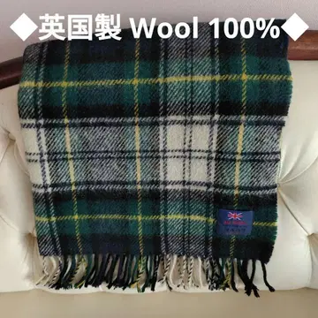 영국제 타탄 체크 무릎담요 그린 계열 울 100% 두꺼운 원단