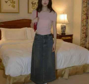 GIUNON raw hem 데님 스커트