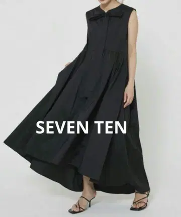 SEVEN TEN 세븐텐 슬리브리스 보타이 원피스 S 블랙