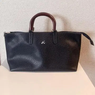 키타무라 핸드백 우드 핸들 네이비 새상품급