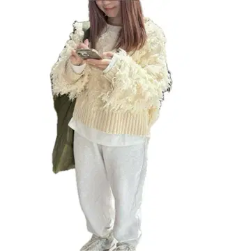 LOWRYS FARM 프린지 2WAY 가디건 아이보리 F 택 없음