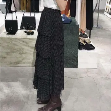 클라네 CLANE 플리츠 스커트 도트 쉬폰 스커트