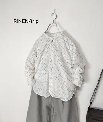RINEN/trip 도트 무늬 노카라 셔츠