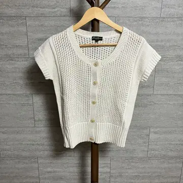 Eddie Bauer 니트 PS 사이즈 반팔 시스루 편직 크림 계열