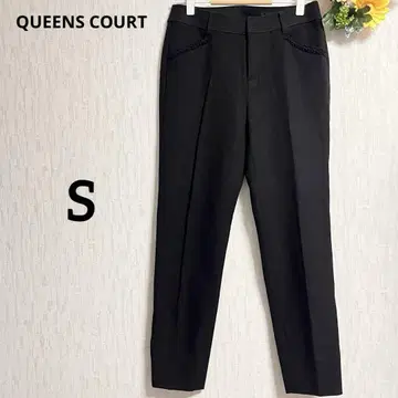 퀸즈 코트 블랙 포켓 레이스 장식 슬랙스 센터 프레스 두꺼운 원단