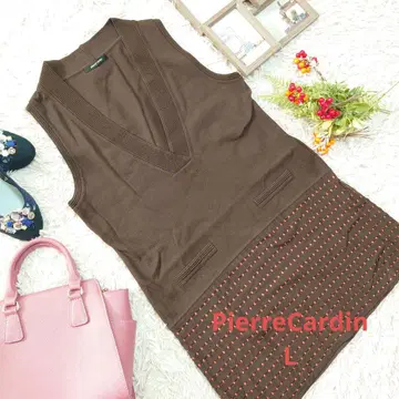 새상품급 일본제 PierreCardin 베스트/원피스 ( L ) 브라운