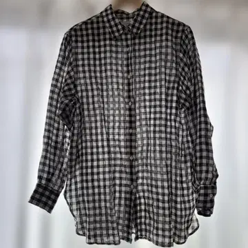 SLOBE IENA 린넨 100% 블랙 & 화이트 체크 셔츠