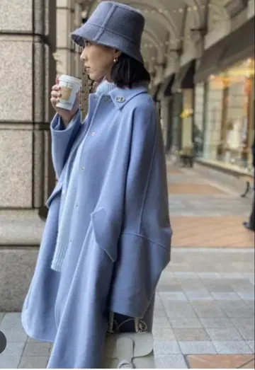 로지몬스터 rosymonster 판초 스타일 롱 코트 스카이블루