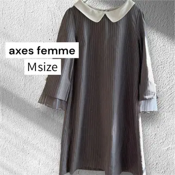 새상품급 axes femme 핀스트라이프 원피스 탈부착 카라 M 사이즈