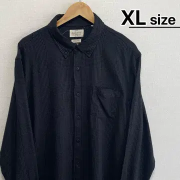 USA 구제 의류 플란넬 셔츠 XL 블랙 글렌체크 버튼 다운 긴팔