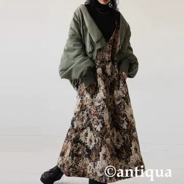 ANTIQUA 고블랑 자카드 직물 꽃무늬 살로펫 오버롤 스커트