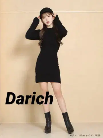 Darich LOGO 자카드 블랙 타이트 니트 긴팔 Free~L