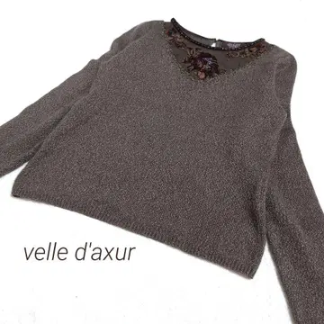 velle d'axur 캐시미어 혼방 실크 자수 비쥬 니트 40 7814