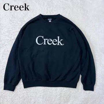 새상품급 Creek 맨투맨 센터 로고 속기모 L 블랙