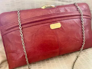 골동품 당시 brown 가죽 체인 레트로 vintage 백 bag