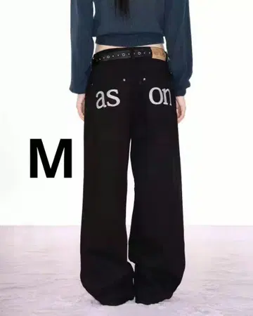 ason ason 블랙 스트레이트 데님 팬츠 M 사이즈