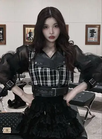 메쉬 디자인 라이더 자켓