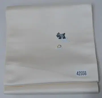 8촌 오비 나고야 오비 아이보리 광택 있음 슈나우저 자수 NO42558