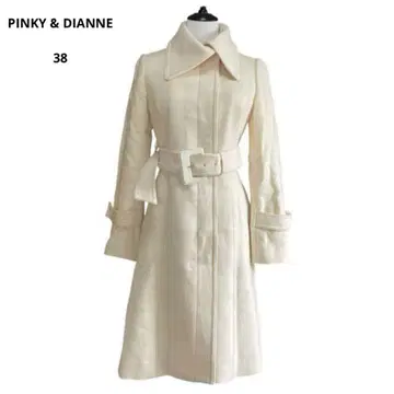 (817) PINKY&DIANNE 롱 코트 벨트 포함 화이트 38