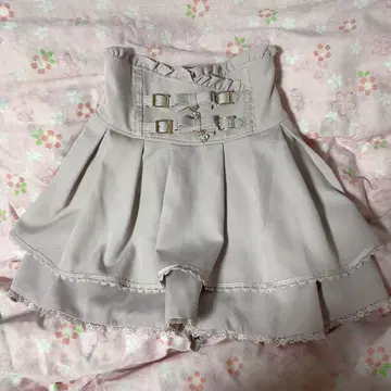 LIZLISA 2단 리본 벨트 치마바지 핑크