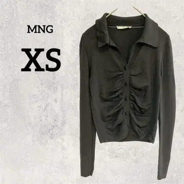 새상품급 MNG [ XS ] 블랙 긴팔 프론트 개더 상의