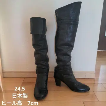 롱 부츠 2way 24.5 일본제 천연 가죽