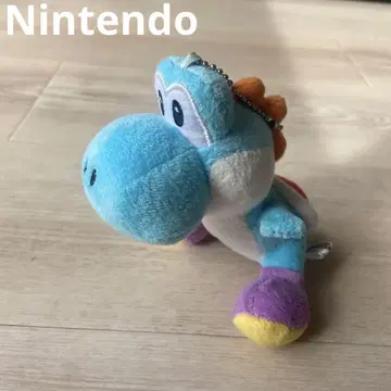 닌텐도 하늘색 욧시 봉제 인형 키링 산에이 무역 Nintendo
