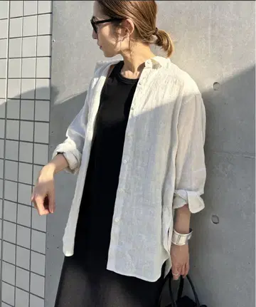 프렌치 린넨 레귤러 카라 셔츠