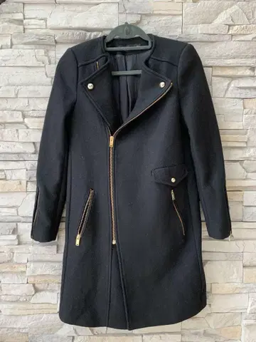 [ ZARA ] 블랙 라이더스 롱 코트 S