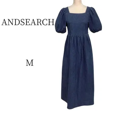새상품급 ANDSEARCH  스퀘어 데님 원피스 M