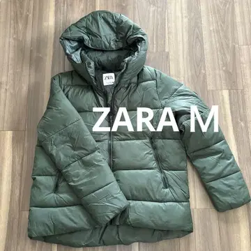 새상품급*ZARA 후드 부착 다운 자켓 올리브 그린
