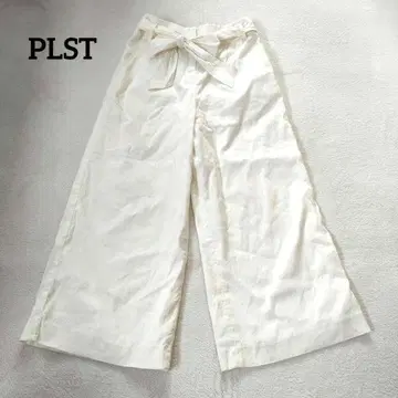 PLST 와이드 팬츠 허리 리본 작은 사이즈 화이트 흰색 무지 XS