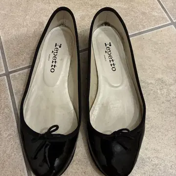 repetto 블랙 에나멜 발레 슈즈 박스 없음 36