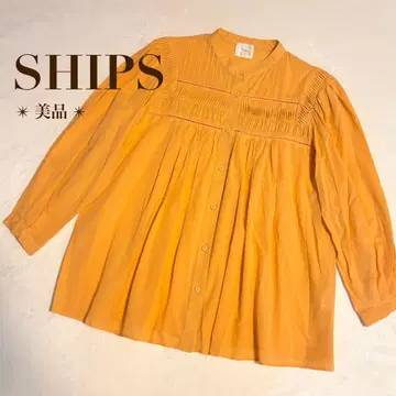 SHIPS 새상품급 코튼 보일 멀티 핀턱 블라우스/손세탁 가능/오렌지