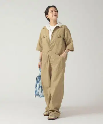 [ BEAMS BOY ] 폴리에스테르 코튼 트윌 숏 슬리브 올인원
