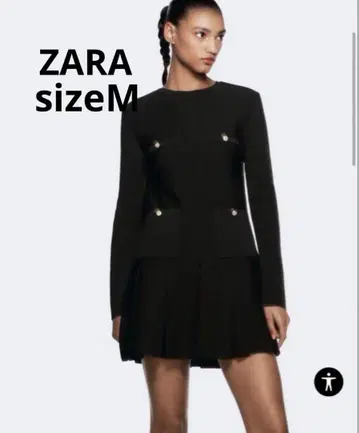 ZARA 숏 기장 플리츠 니트 드레스 M 사이즈 블랙 미니 원피스