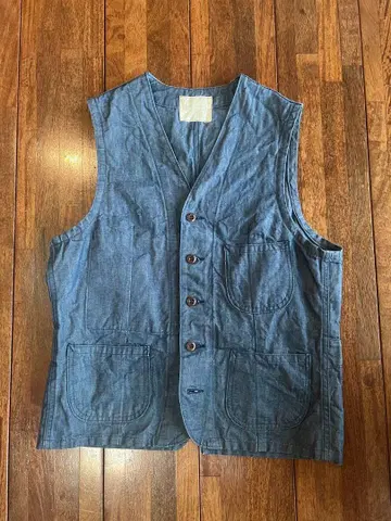 슈가케인 sugar cane 라이트 블루 데님 베스트 버튼 포함 38