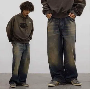 emuniem CRYC 더티 워시드 데님 빈티지풍