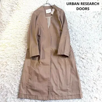 새상품 어반 리서치 DOORS 코튼 노카라 롱 코트 베이지