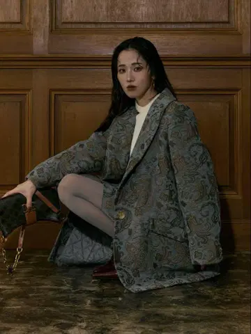 MURUA [ YUKKO 콜라보 ] 자카드 자켓 블루