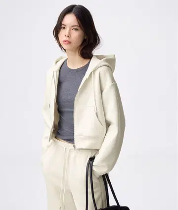 퍼프 맨투맨 풀 집업 후드티 S