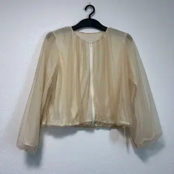 베이지 쉬폰 긴팔 가디건