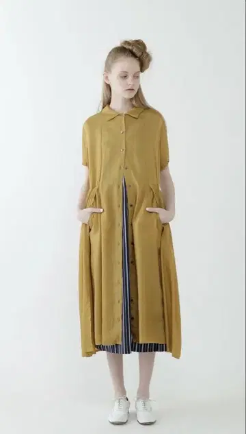 nooy 윈드 드레스 머스타드 시라이시 모네 착용